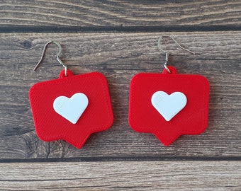 Influencer Earrings, Heart Like Social Media, Statement Jewelry