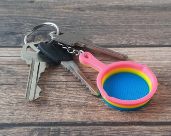 Pansexual Pride Keychain, PAN PAN, Subtle LGBTQ+ Pride, Punny Cute Frying Pan