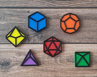 Rainbow Dice Fridge Magnets, Set of 6, Nerdy Decor, 3D Printed, TTRPG