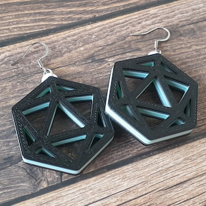 Agender D20 Earrings, Subtle Agender Pride, Statement Jewelry, LGBTQ+, Dice Earrings