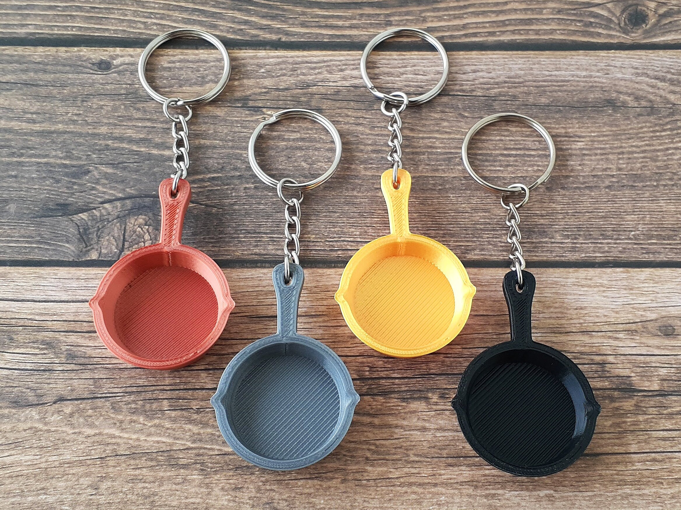 Frying Pan Keychain Copper Silver Gold Black Custom Colours Etsy
