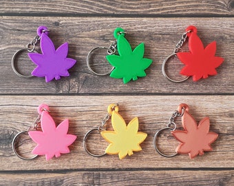 Pot Leaf Keychain, Multiple colours, Gift for stoners