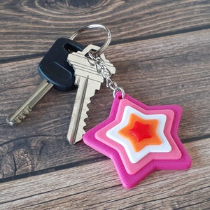 Lesbian Pride Star Keychain, 3D Printed, LGBTQ+, Subtle Pride