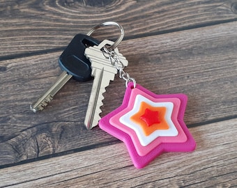 Lesbian Pride Star Keychain, 3D Printed, LGBTQ+, Subtle Pride