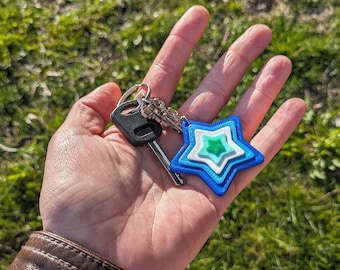 Gay MLM Pride Star Keychain, 3D Printed, LGBTQ+, Subtle Pride