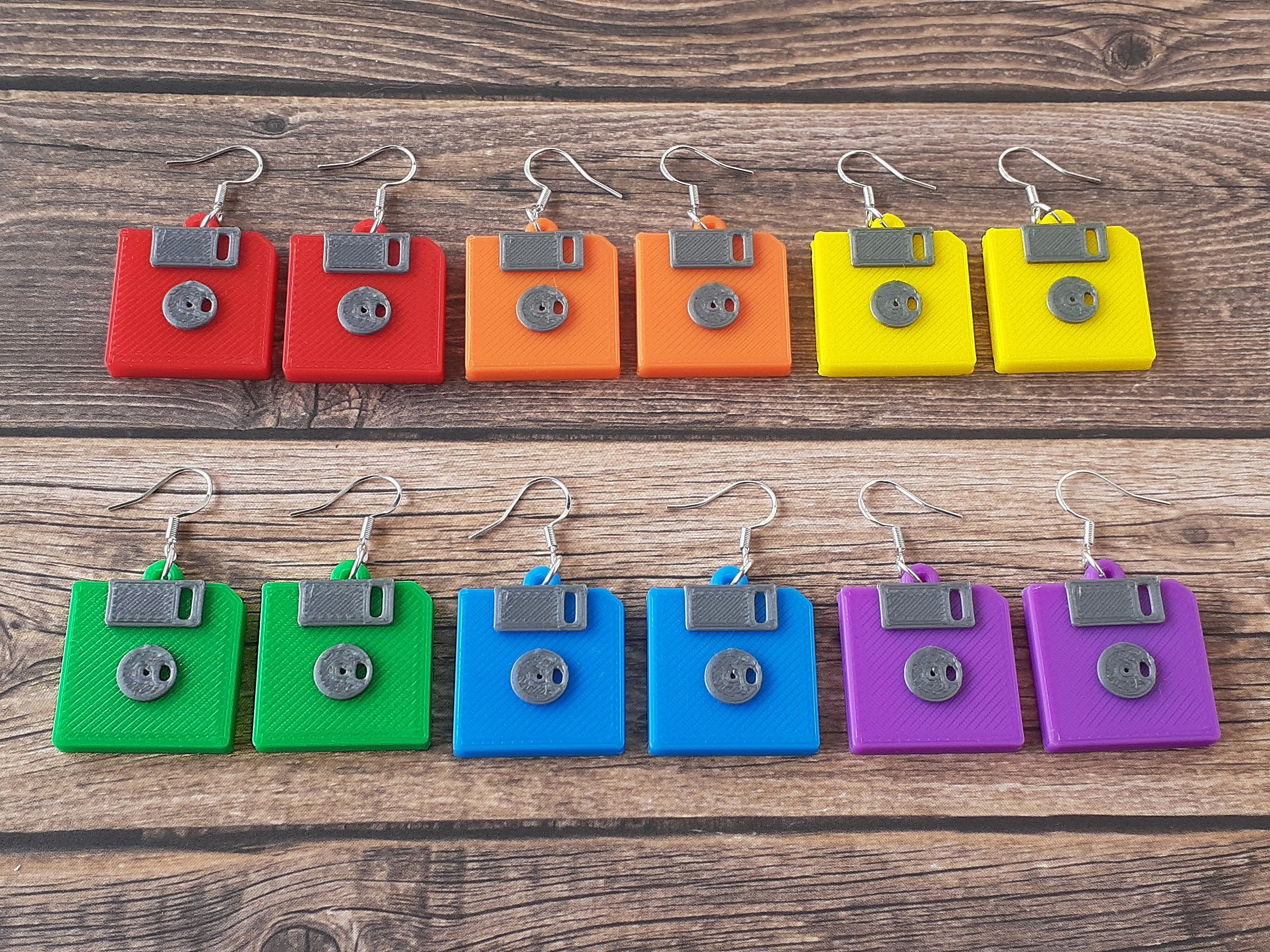 Retro Floppy Disk Earrings 3D Printed Diskette Lightweight Etsy