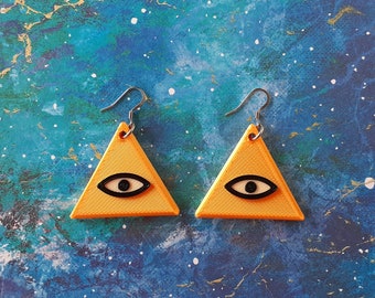 Illuminati Earrings, Boho Statement Earrings, 3D Print