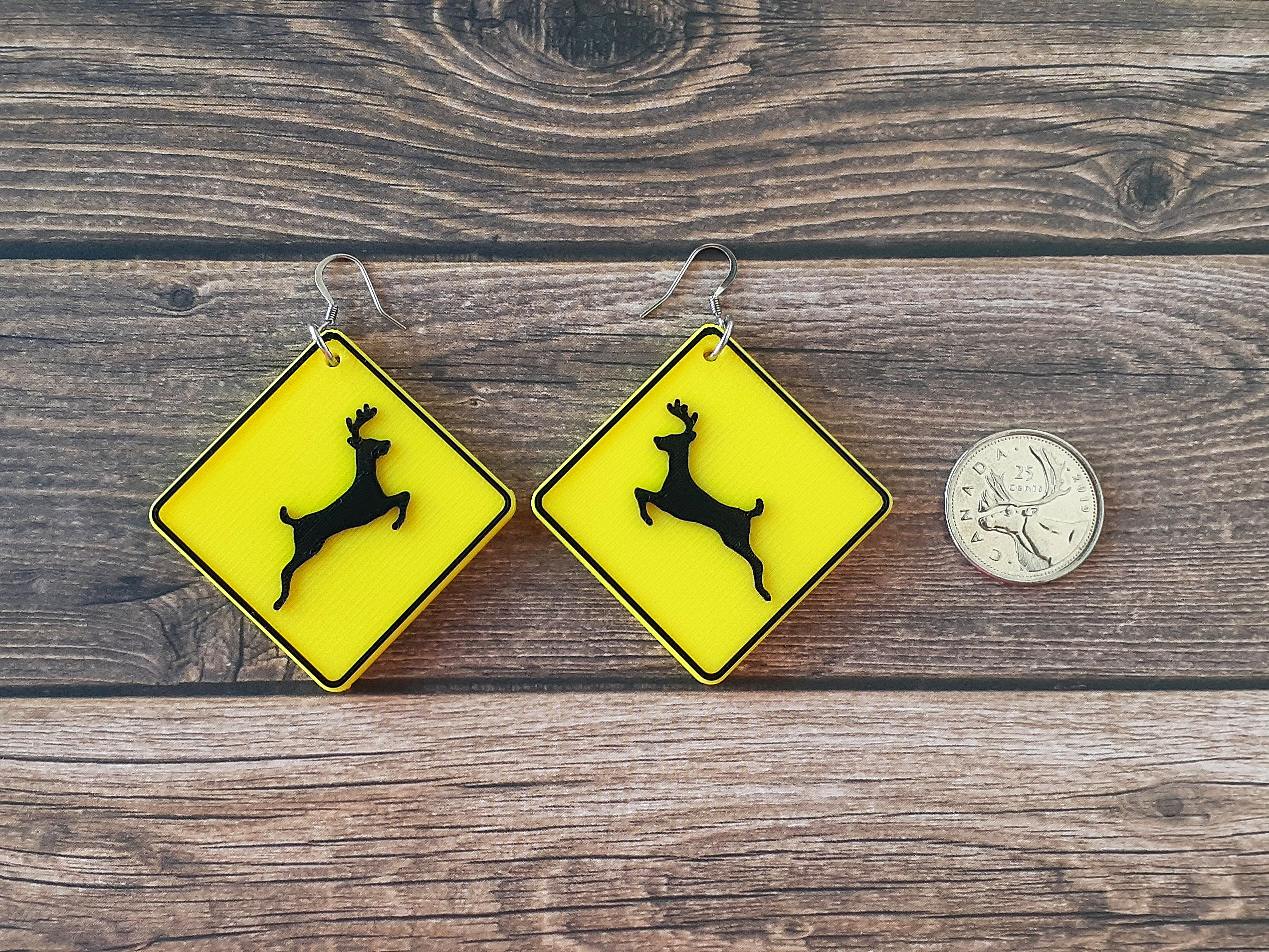 Deer Crossing Dangle Earrings, 3D Printed, Lightweight Statement Earrings