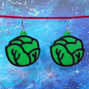 Cabbage Statement Earrings, 3D Printed, Lightweight, Cosplay, Cute Unique Jewelry