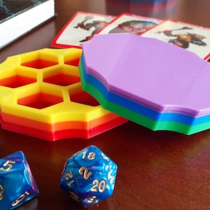 Rainbow Pride Magnetic Dice Box - 3D printed Dice Holder and Tray, Gift for Dungeon Master, Gift for Dungeons and Dragons player