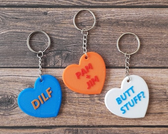 Custom Heart Message Keychain, 3D printed, Personalized Gift