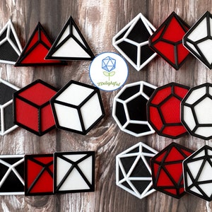 RPG Dice Magnets, Set of 6, 3D printed Custom Colours, Gift for DM, DnD player