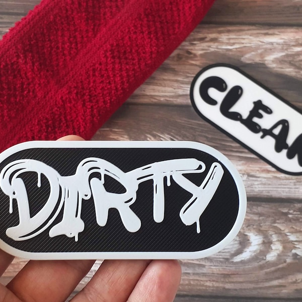 Dishwasher Flip Magnets, Clean Dirty, Black and White, 3D printed, Kitchen Decor, Housewarming Present