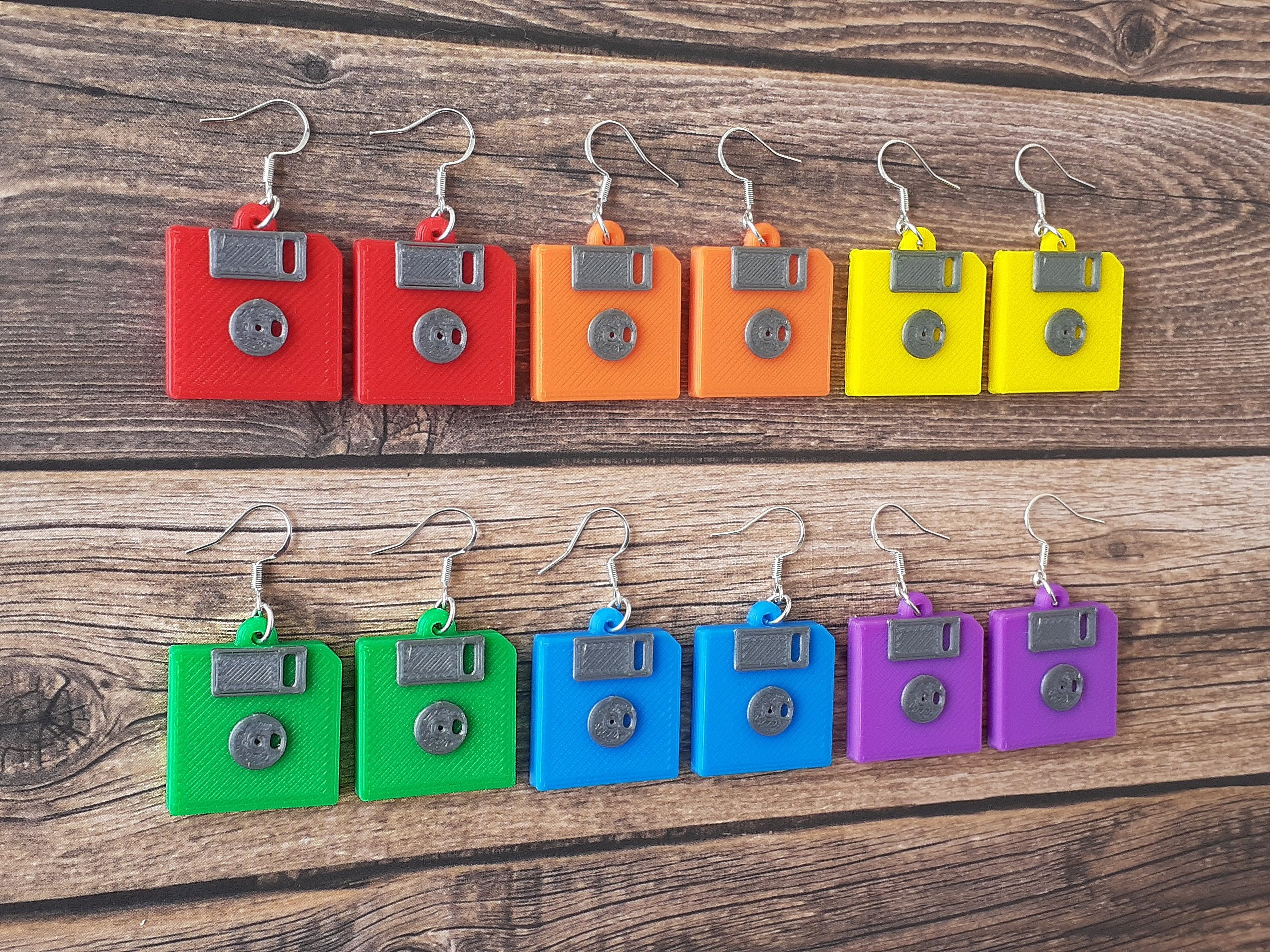 Retro Floppy Disk Earrings 3D Printed Diskette Lightweight Etsy
