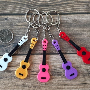 Ukulele Keychain, Personalized Colours, 3D Printed, Uke Gift for Musician