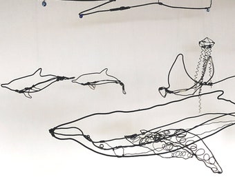 Whales Sculpture, ：sea animals Art, Wire sculpture, Whales metal Art, Wire Wildlife Sculpture,