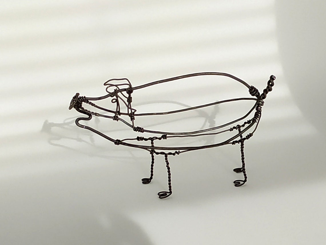 Pig Sculpture, Pig Art, Wire Sculpture, Pig Metal Art, Farm Animals