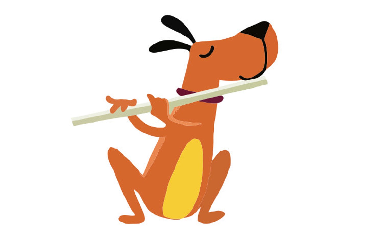 Dog Playing Flute Canvas Print Etsy