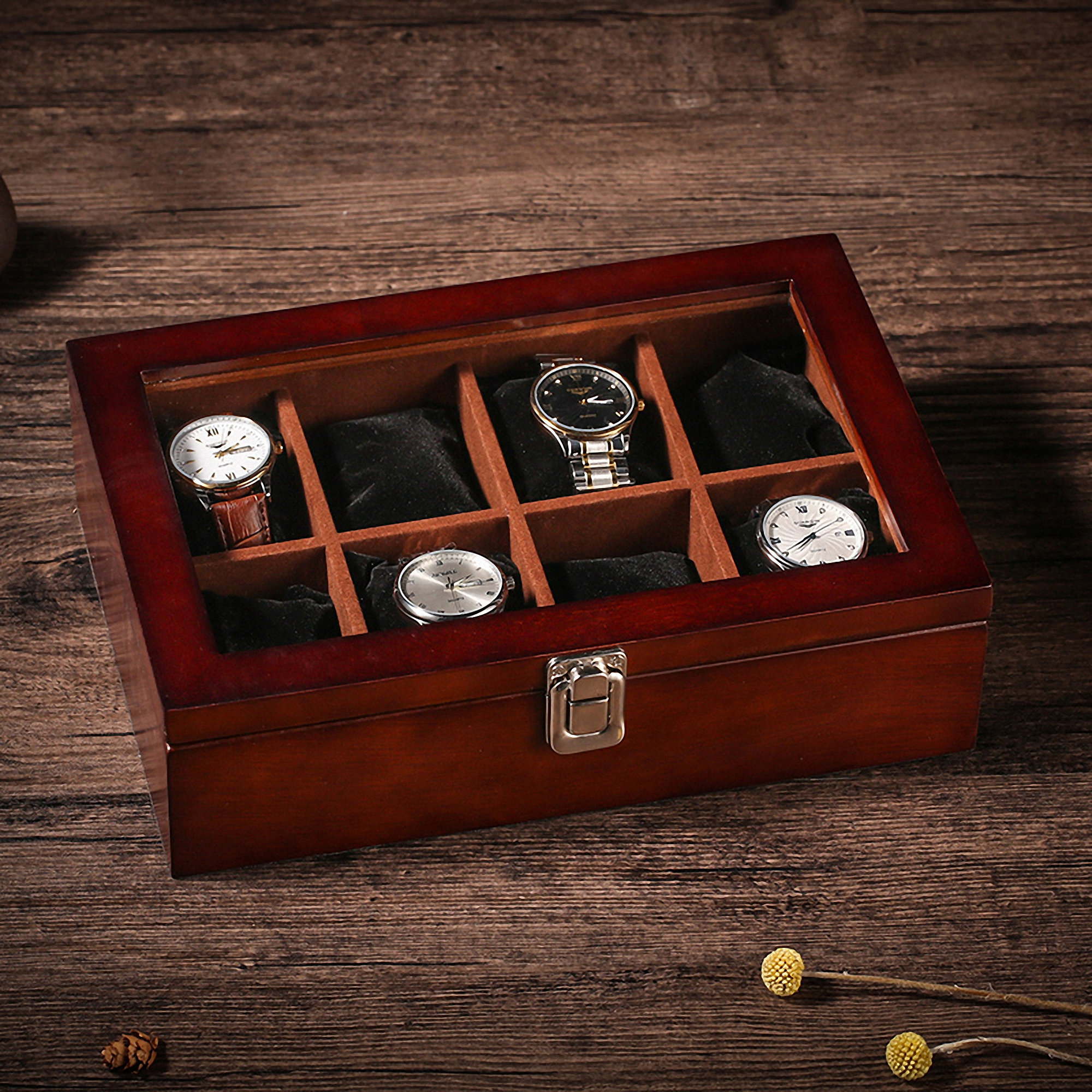 Personalized 8 Slot Rolex Wood Watch Box Display Case For Men Etsy