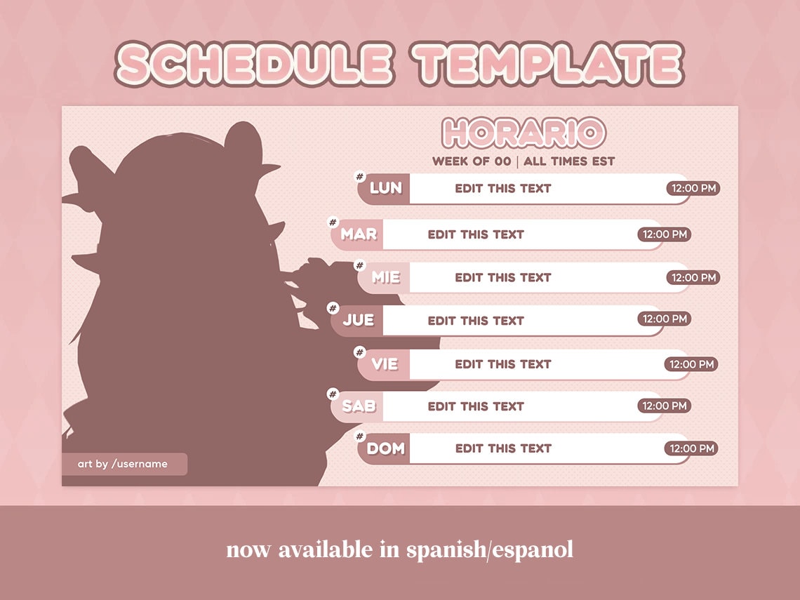 Twitch Schedule Template Neapolitan Streamer Assets Etsy