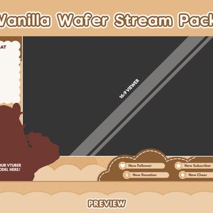 Static Twitch Stream Package  | Vanilla Wafer | Brown & White | Panels, Starting Soon, BRB, Offline Overlays | OBS Stream | VTuber Assets