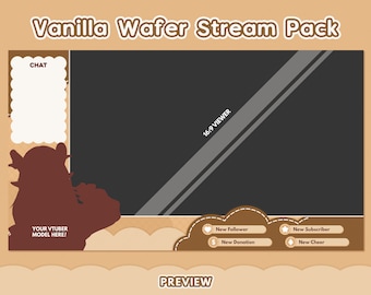 Pacote de transmissão Twitch Vanilla Wafer: sobreposições marrom e branca (download digital)