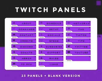Painéis Techie Twitch | Roxo | Recursos do Streamer | Gráficos VTuber