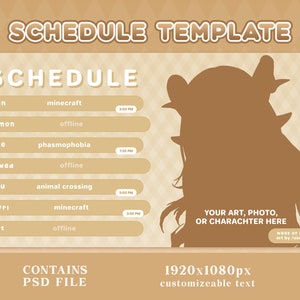 Twitch Schedule Template | Yellow Diamond | Yellow | Streamer Assets | VTuber Graphics