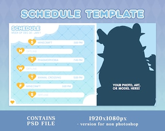 Twitch Schedule Template | Cloudy Blue | Streamer Graphics | VTuber Graphics