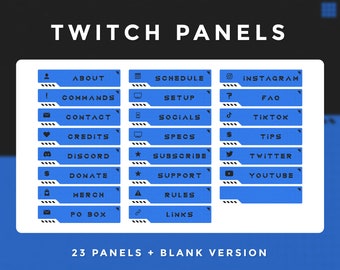 Painéis Techie Twitch | Azul | Recursos do Streamer | Gráficos VTuber