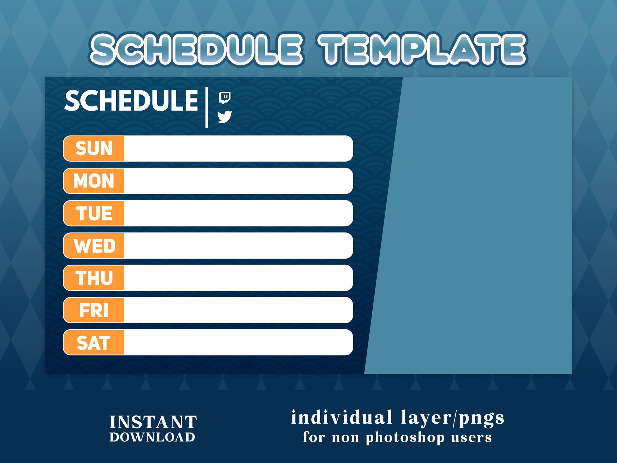 Twitch Schedule Template Deep Blue Blue & Orange Etsy Canada Twitch Schedule Template Deep Blue Blue & Orange Etsy Canada