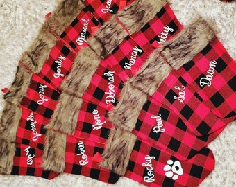 Red and black Buffalo Plaid Christmas stockings