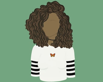 Digital Art Print Black Girl Drawing Illustrative Girl - Etsy