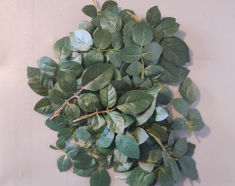 Assorted rose leaves. Dark green, quality faux / artificial leaf.