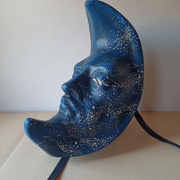 Blue Moon Venetian papier-mâché mask