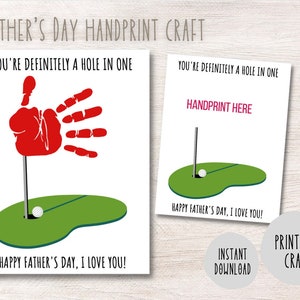 Father's Day Handprint Craft Golf Handprint Art Toddler Craft Handprint Keepsake Father's Day Golf Craft To Daddy Printable Hand Art Golf