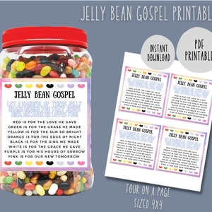 Jelly Bean Gospel Printable, Easter Printable Gospel, Printable Easter Tags, Jesus Jelly Bean Tags, Easter Jelly Bean Prayer, He is Risen