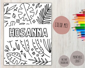 Página para colorear de Hosanna imprimible, Página para colorear de Hosanna, Actividad de Pascua, Páginas para colorear de Pascua para niños, Artesanía religiosa de Pascua, Color cristiano