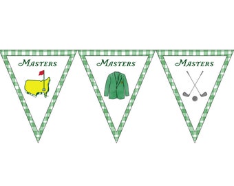 Masters Tournament Party Decor, Masters Pennant, Masters Printable Flag, Golf Birthday Party, Masters Party Invitation, Masters Custom