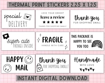 Rollo Printer Stickers, Thermal Printer Labels, Thermal Sticker Downloadable, Rollo Printer Small Business Stickers & Labels, Rollo Template