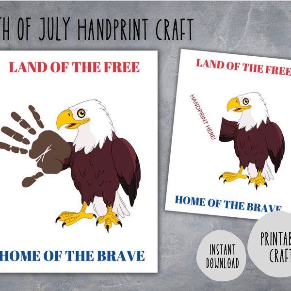 Fourth of July Handprint Craft, 4th Hand Art, Toddler Craft, Handprint Keepsake, Fourth of July Craft, America Printable, Eagle Hand Art