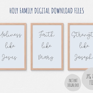Art mural catholique, impression sainte famille, dictons de la sainte famille, impression murale catholique JPG PDF, catholique imprimable, art mural sainte famille, catholique