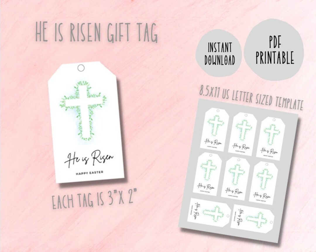 He is Risen Gift Tag, Easter Printable Tag, Printable Easter Basket Tag