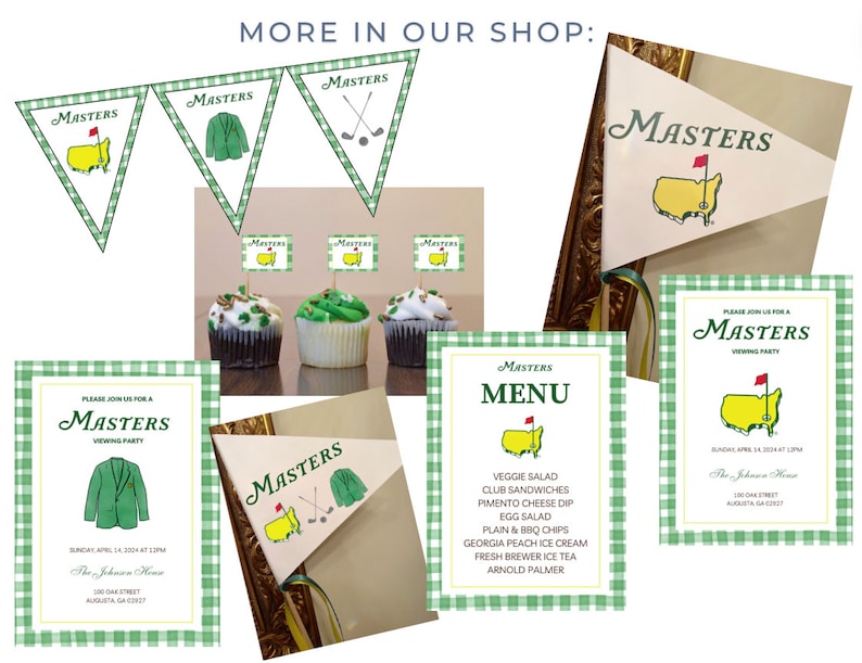 Masters Party Invitation, Masters Viewing Party Masters Printable Invitation Golf Birthday Party Masters Party Decor Masters Custom Green image 2