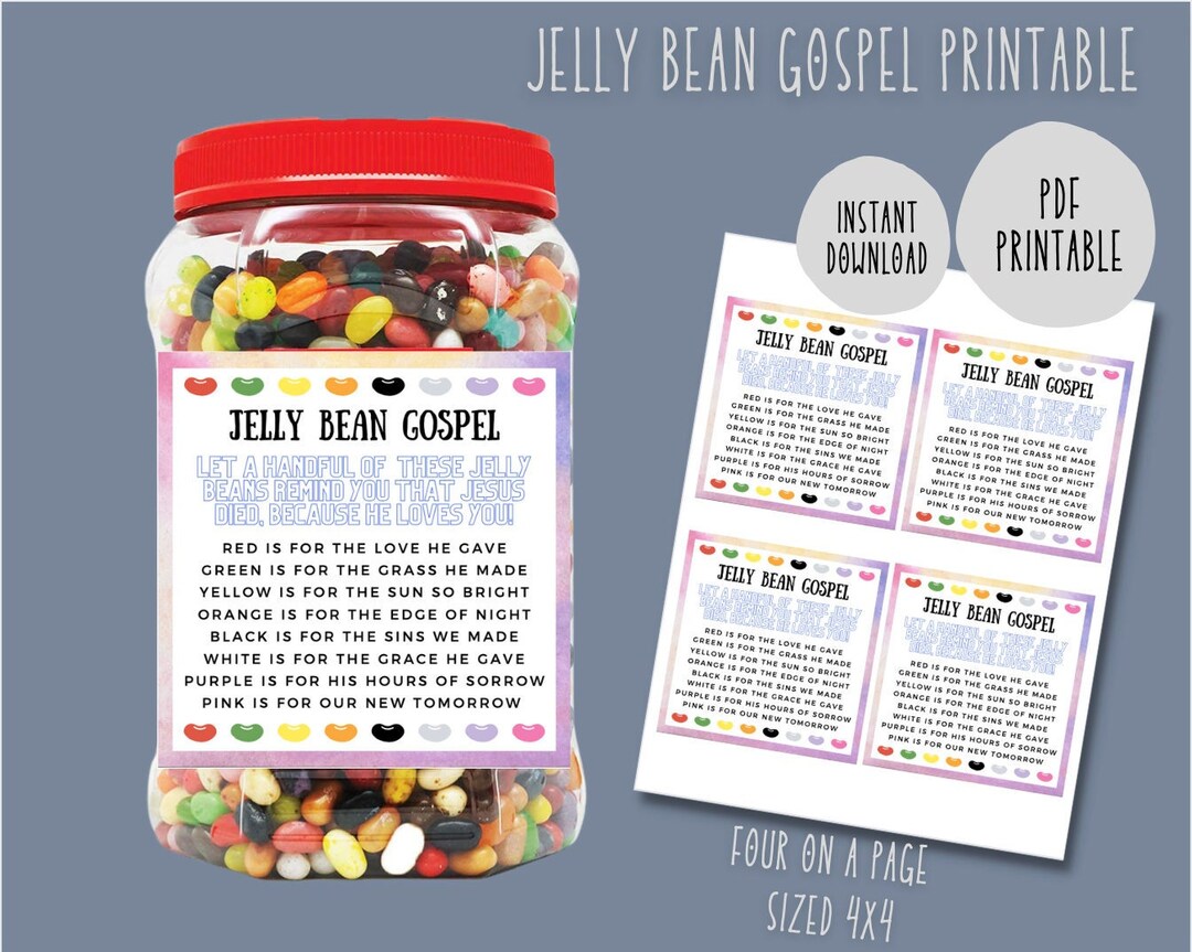 Jelly Bean Gospel Printable, Easter Printable Gospel, Printable Easter