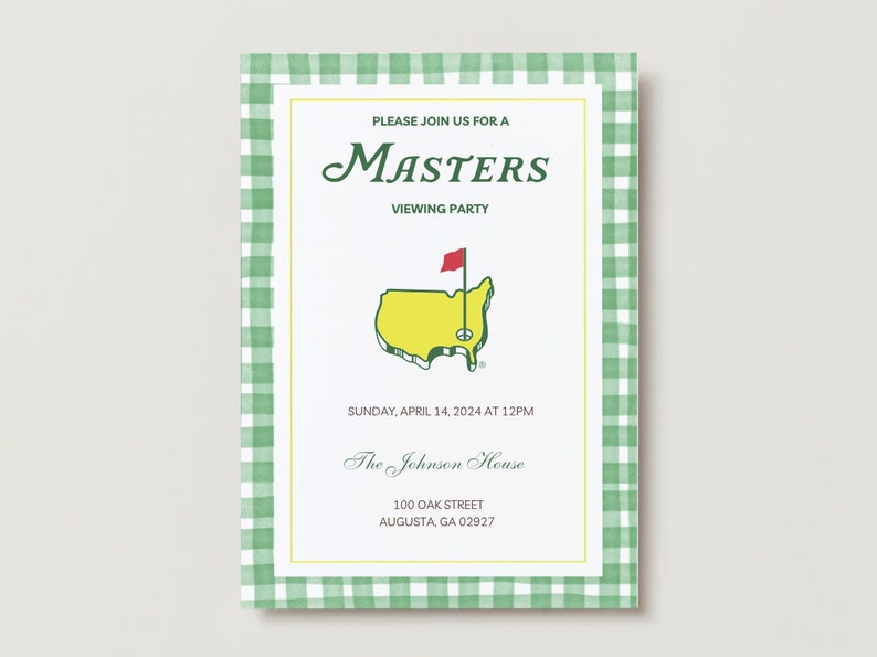 Masters Party Invitation, Masters Viewing Party Masters Printable Invitation Golf Birthday Party Masters Party Decor Masters Custom Green image 1