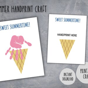 Summer Handprint Craft Ice Cream Hand Art Toddler Craft Handprint Keepsake Summer Craft Summer Break Printable Printable Summer Crafts