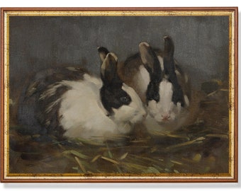ヴィンテージバニープリント：19世紀のウサギの絵画（デジタルダウンロード）