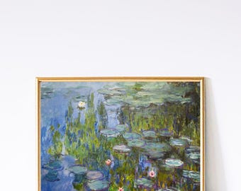 Monet Water Lilies Print: Vintage French Impressionist Garden Art
