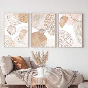 Neutral prints Set Of 3 Abstract Art Printable Poster Boho Prints Blush Pink Beige Ivory Poster Digital Download 3 Piece Wall Art Modern Art